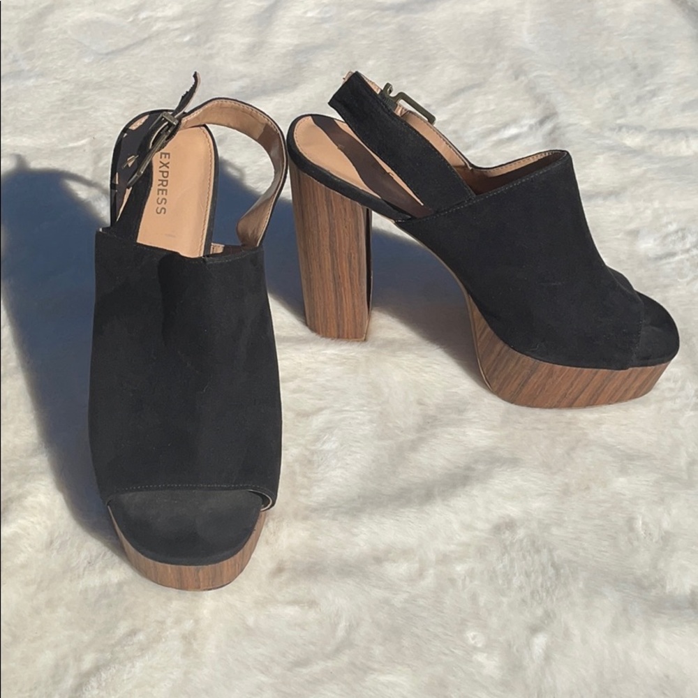 Express platform peep toe heels